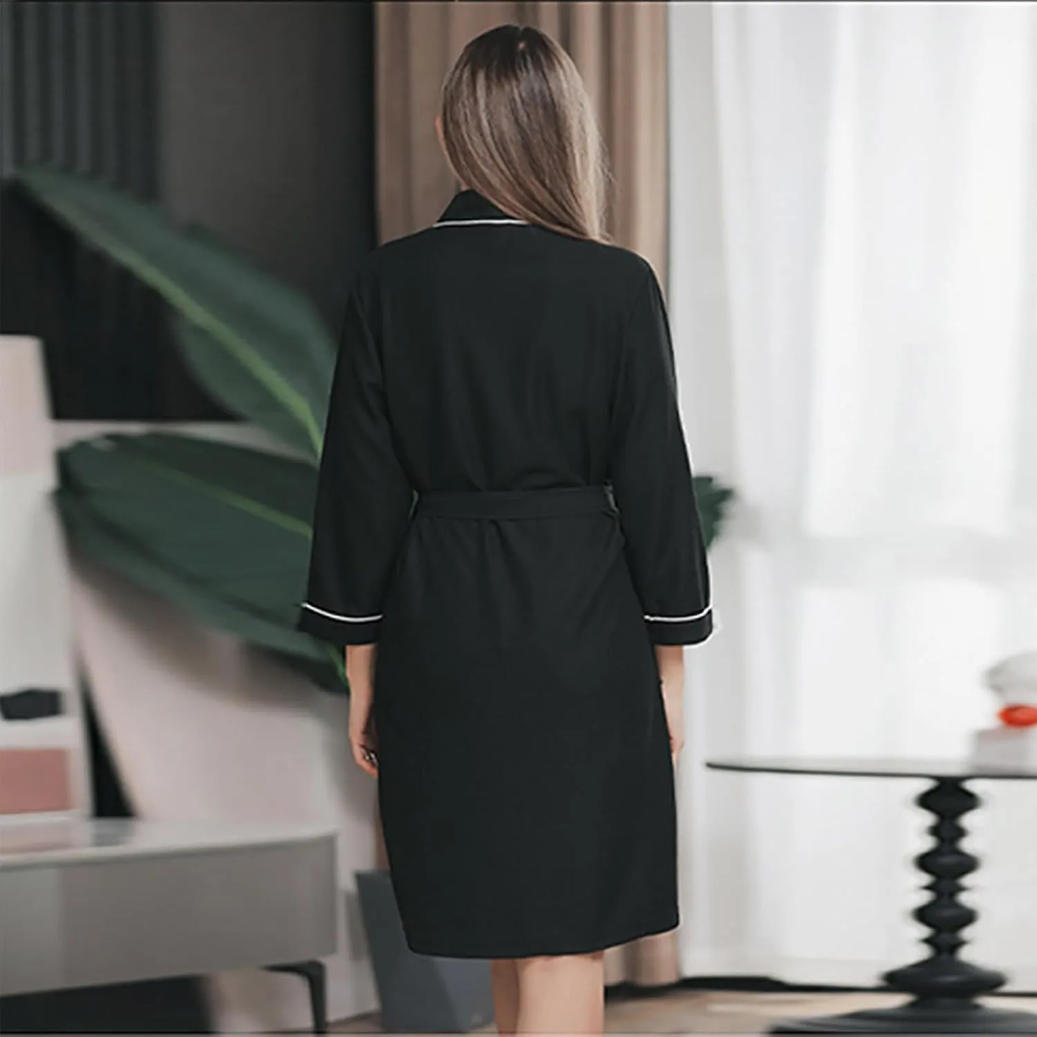 Robes for Women Bathrobe Waffle Knit Bathrobe Soft Lightweight Knee Length Loungewear Kimono Robes for Women
