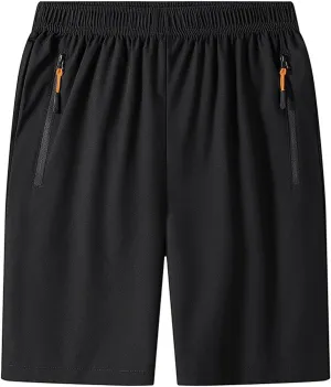 RTRDE Men's Athletic Workout Shorts Casual Running Fitness Shorts with Zipper Pockets Gym Shorts, M-5XL