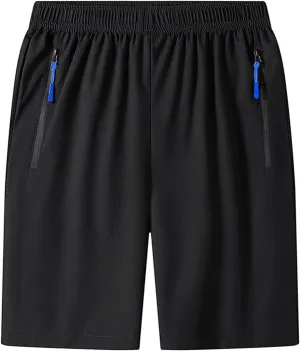 RTRDE Men's Athletic Workout Shorts Casual Running Fitness Shorts with Zipper Pockets Gym Shorts, M-5XL