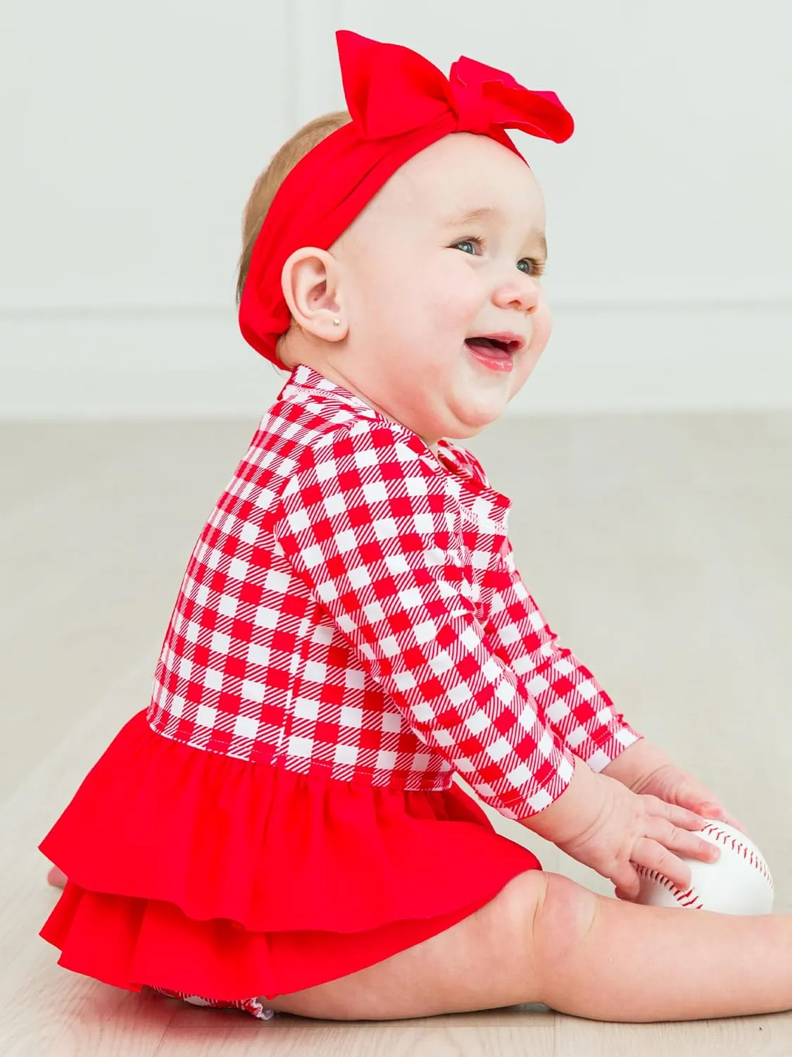 RuffleButts Baby Girls UPF 50  Sun Protection Tulle Skirted Long Sleeve One Piece Rash Guard Swimsuit