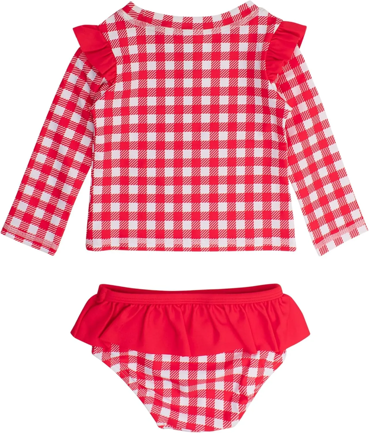 RuffleButts Baby/Toddler Girls Skirted Long Sleeve Rash Guard Bikini UPF50  Sun Protected Swimsuit