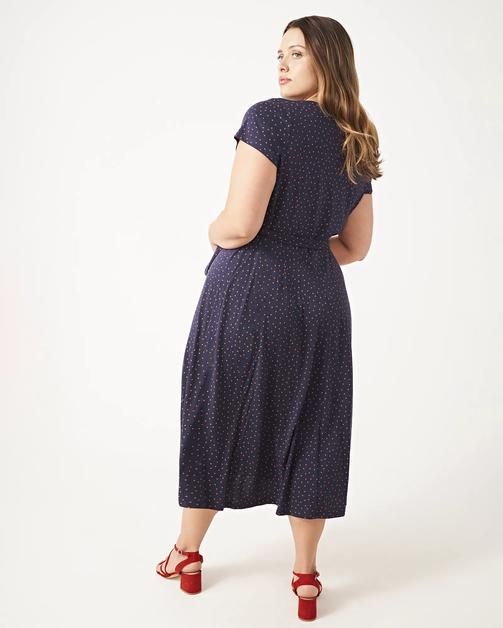 Rune Polka Dot Button-Front Maxi Dress | Navy / Red