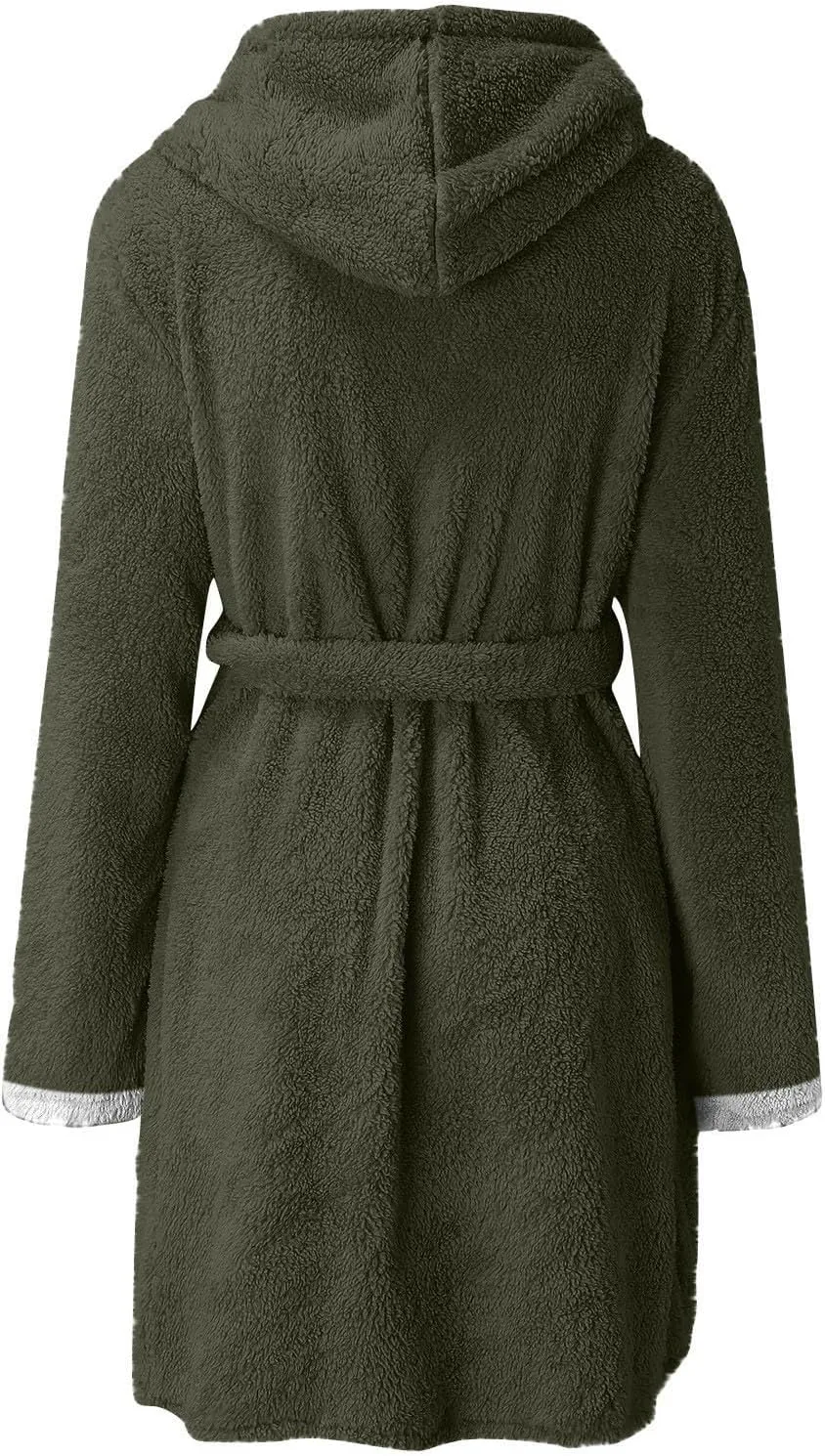Rvidbe Fuzzy Robes Women Plush Bathrobes Long Sleeve Hooded Warm Short Bath Robe Ladies Sexy Fleece Sleep Robes with Pockets