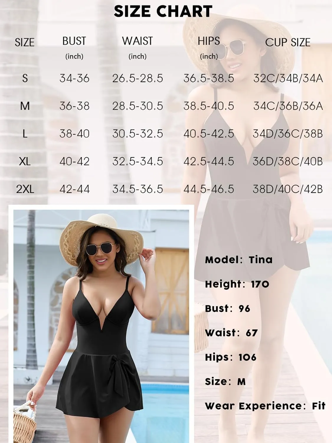 SHAPERIN Swim Dress for Women One Piece Skirted Swimsuit Tummy Control Bathing Suits Swimdress Sexy Swimwear