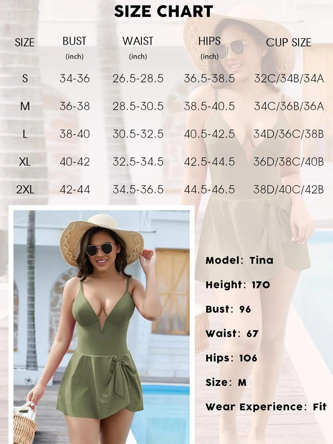 SHAPERIN Swim Dress for Women One Piece Skirted Swimsuit Tummy Control Bathing Suits Swimdress Sexy Swimwear