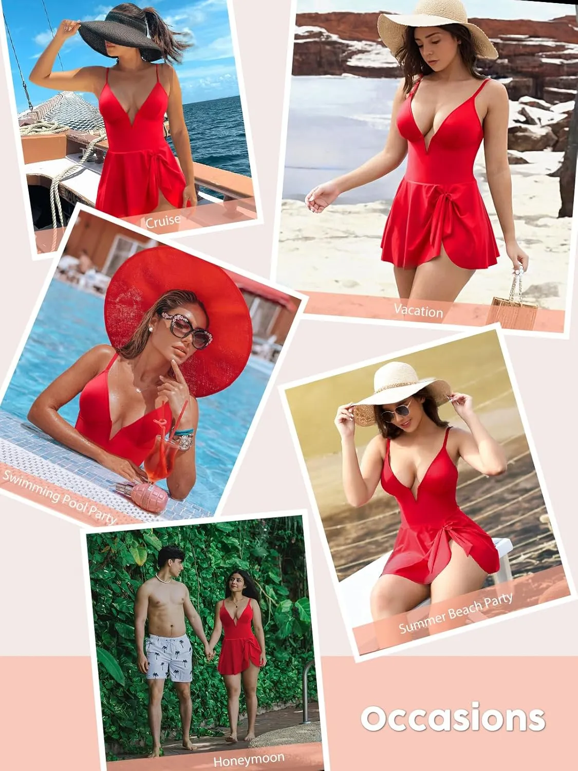 SHAPERIN Swim Dress for Women One Piece Skirted Swimsuit Tummy Control Bathing Suits Swimdress Sexy Swimwear