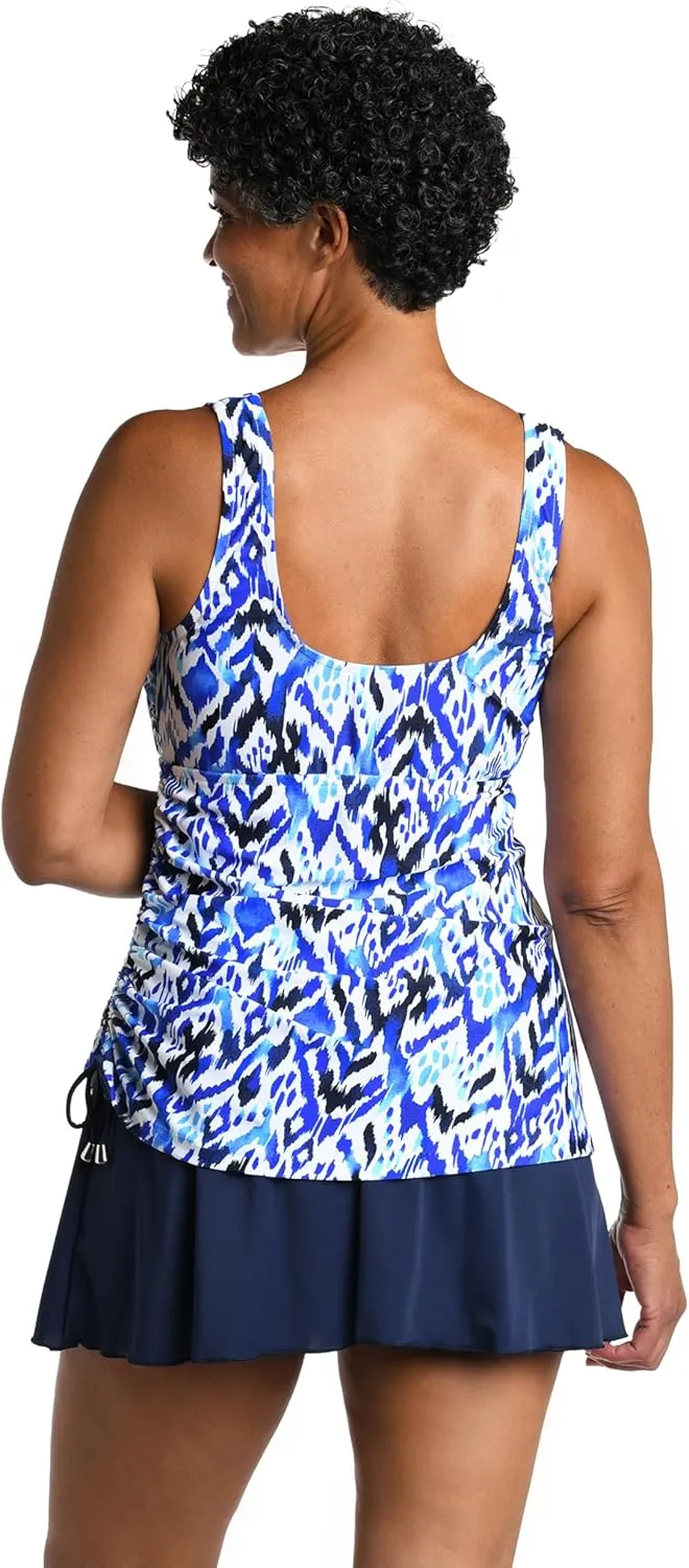 Shirred Skirted Swim Dress One Piece Swimsuit