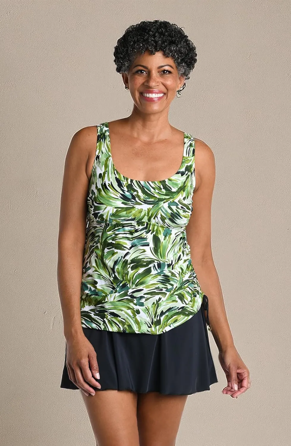 Shirred Skirted Swim Dress One Piece Swimsuit