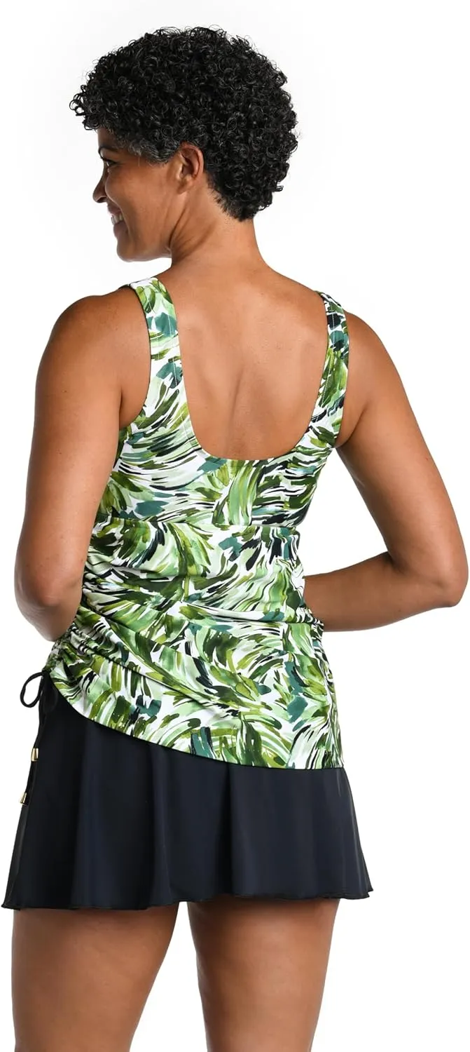 Shirred Skirted Swim Dress One Piece Swimsuit