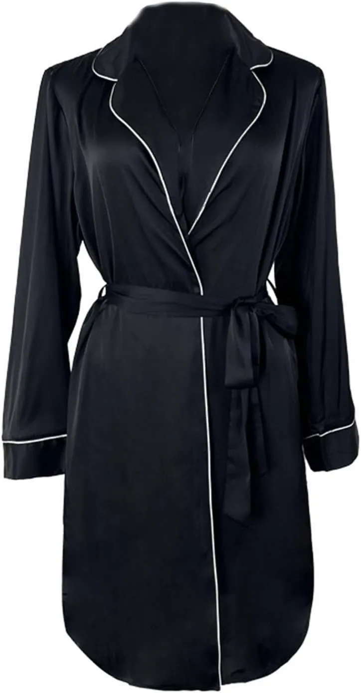 Short Kimono Robe Satin Sleepwear Solid Color Silky Kimono Nightgown Bathrobe Kimono Blouse Cardigan for Womens