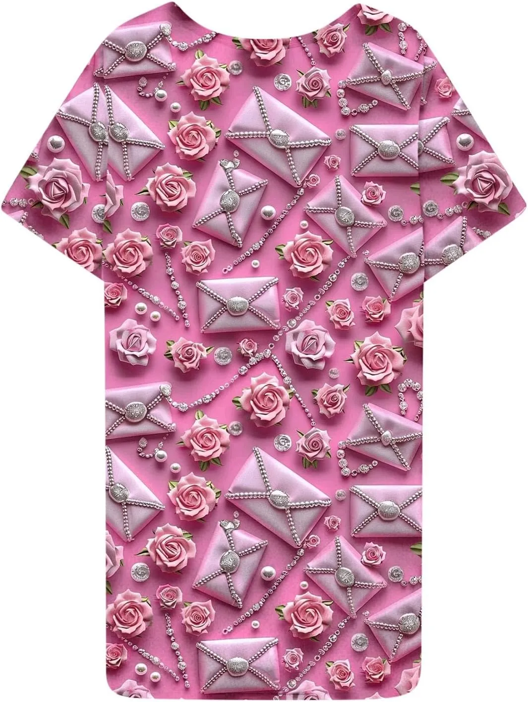 Short Sleeve Nightgown for Women Plus Size 3D Heart Print Valentines Day Sleep Dress Loose Casual Tshirts Nightdress