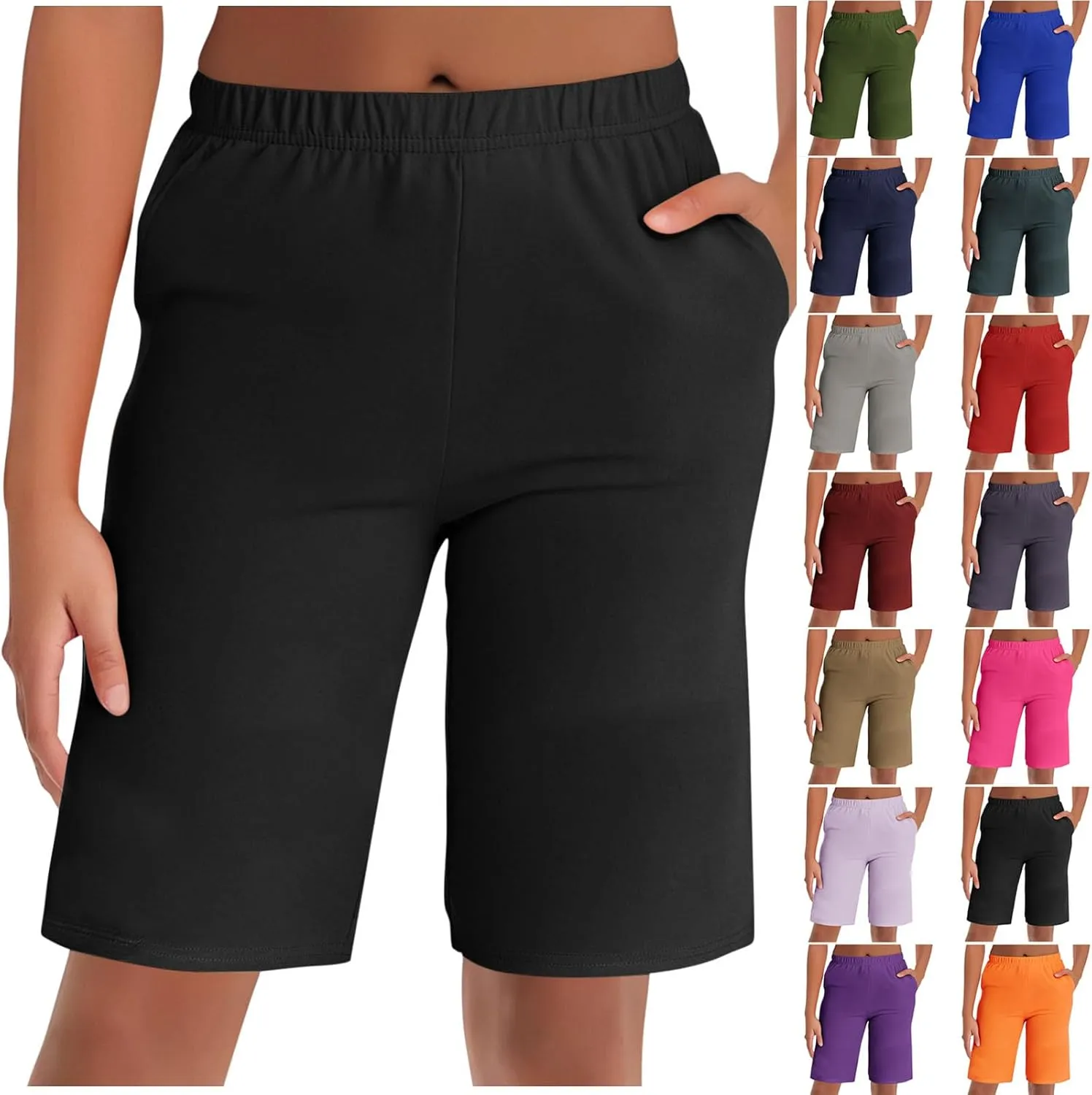 Shorts for Women Dressy Casual Summer Hight Waist Wide Leg Tailored Work Trouser Hiking Vacation Outfit S-3XL