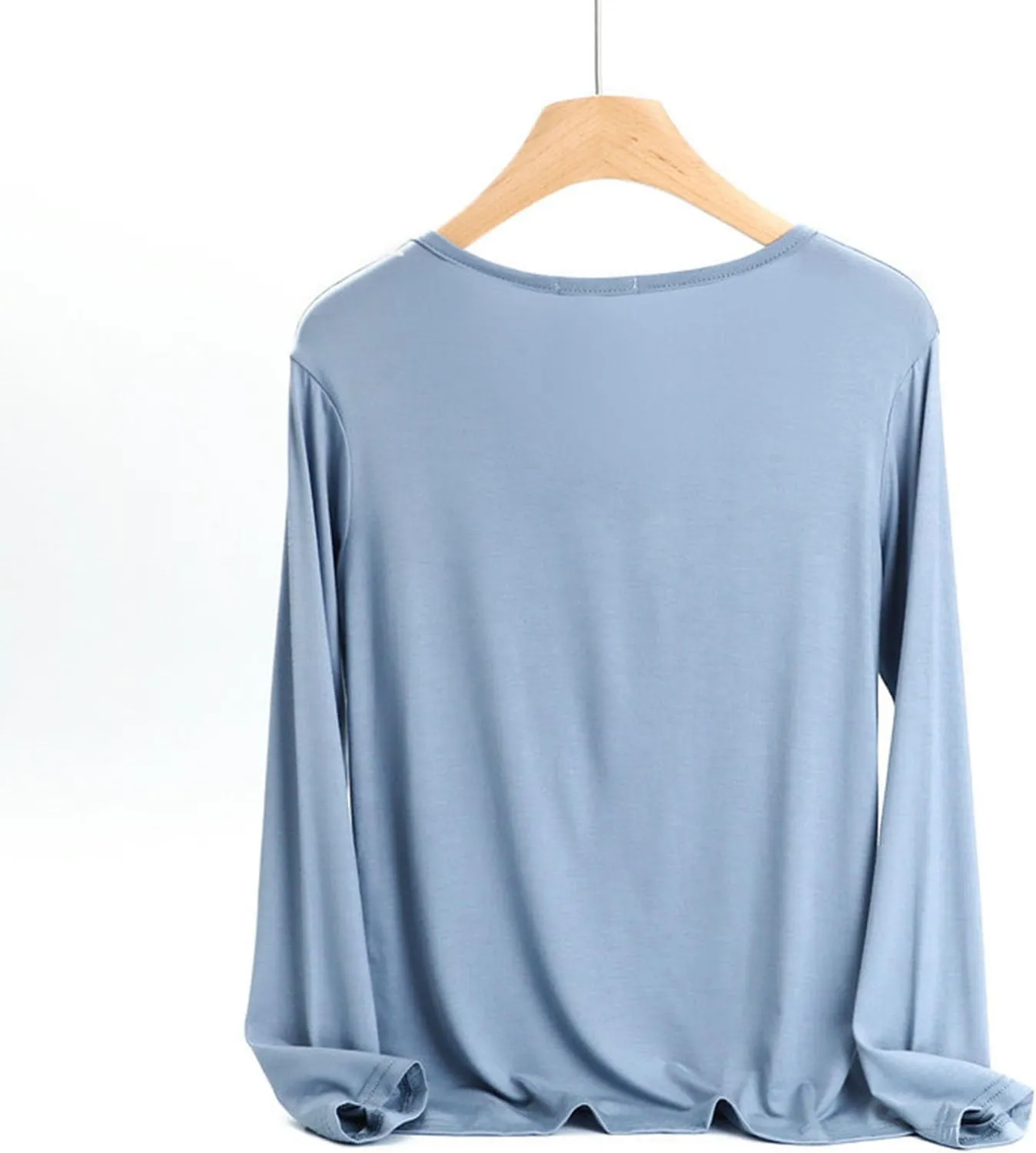 Sleep Shirts for Women Modal V Neck Solid Color Lounge Pajamas Top Soft Ladies Long Sleeve Pajama Shirt