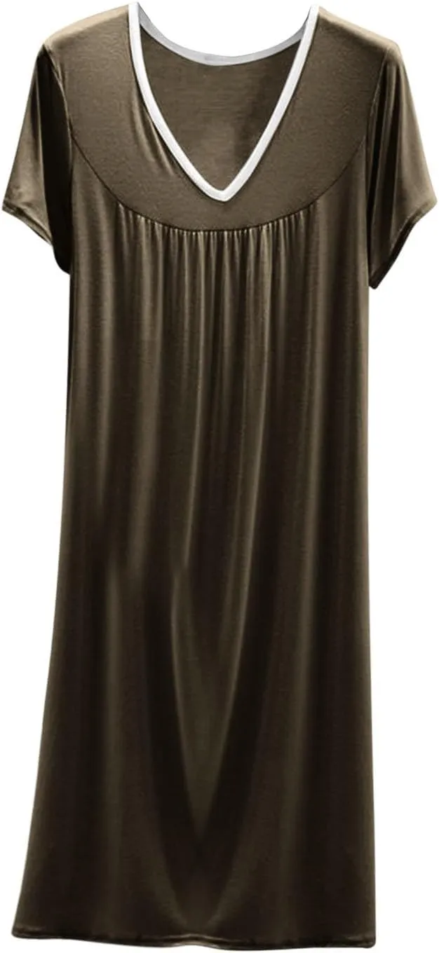 Sleeveless Nightgowns for Women Lightweight Maxi Nightdress Crew Neck Cozy Nightgowns Comfy Flowy Loungewear for Summer