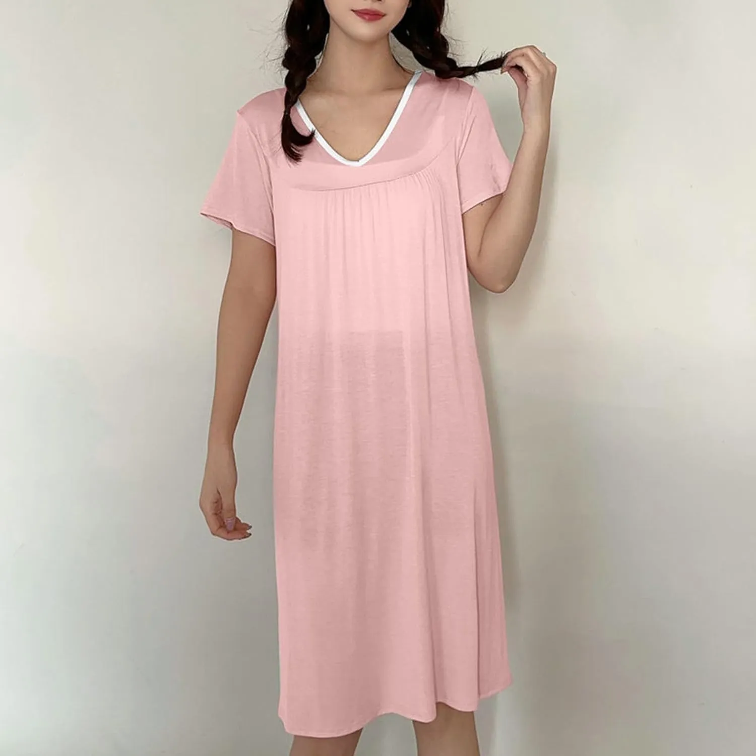 Sleeveless Nightgowns for Women Lightweight Maxi Nightdress Crew Neck Cozy Nightgowns Comfy Flowy Loungewear for Summer