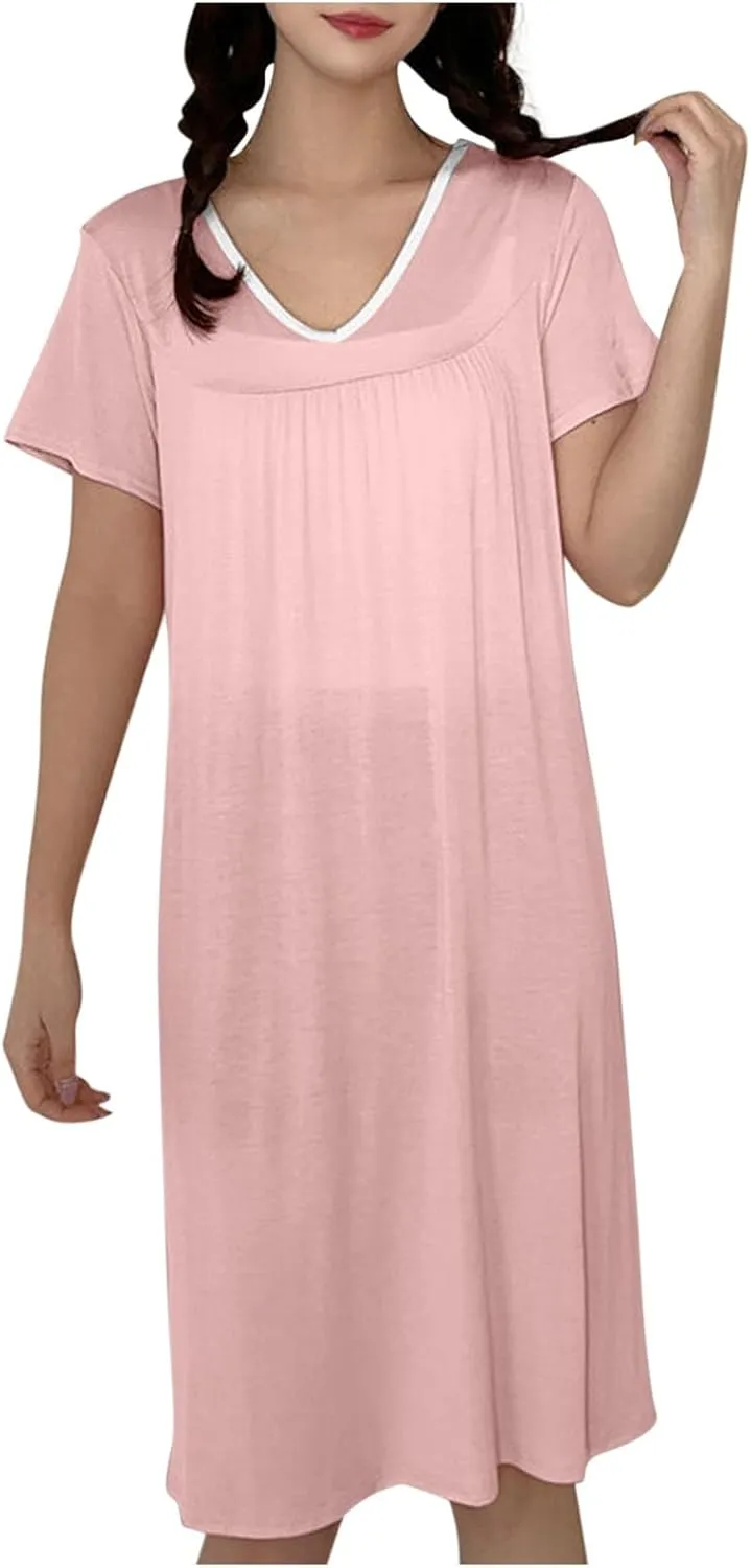 Sleeveless Nightgowns for Women Lightweight Maxi Nightdress Crew Neck Cozy Nightgowns Comfy Flowy Loungewear for Summer