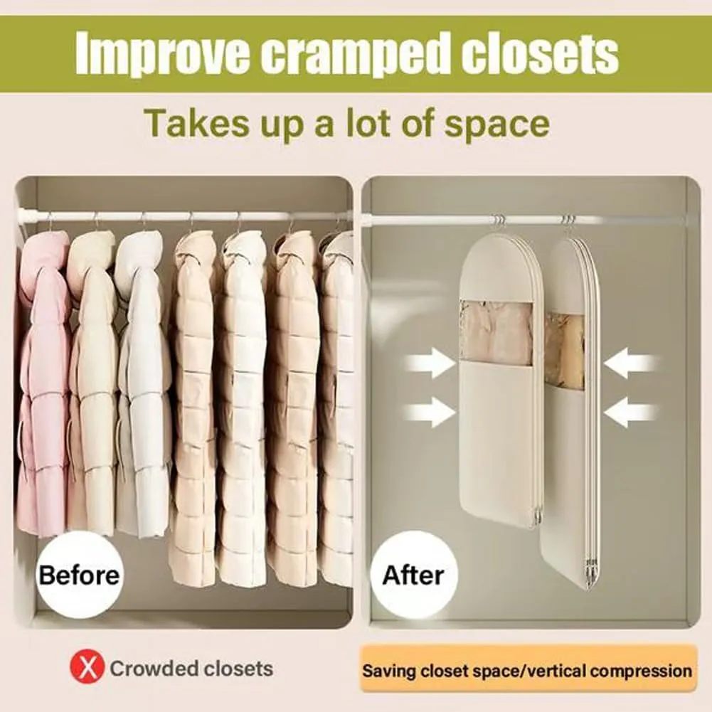 Space Saving Hanging Garment Bag  2025 Upgraded Self-Compression Zipper Garment Cover, Travel Clothes Storage Bag for Closet, Suitcase & Moving  Lightweight (Pink, M)