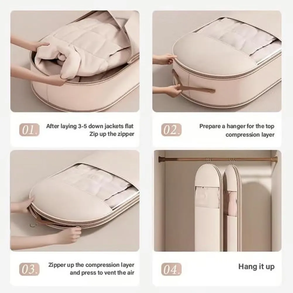 Space Saving Hanging Garment Bag  2025 Upgraded Self-Compression Zipper Garment Cover, Travel Clothes Storage Bag for Closet, Suitcase & Moving  Lightweight (Pink, M)