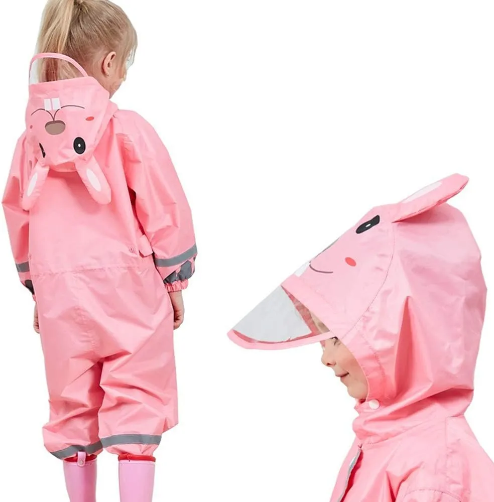 SSAWcasa Toddler Rain Suit, Kids Muddy Play Buddies One Piece Hoodie Rain Jacket Coat Poncho Gear Coverall Baby Girl Boy