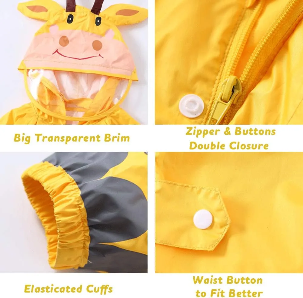 SSAWcasa Toddler Rain Suit, Kids Muddy Play Buddies One Piece Hoodie Rain Jacket Coat Poncho Gear Coverall Baby Girl Boy