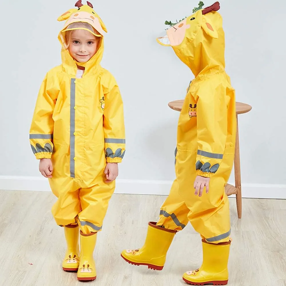 SSAWcasa Toddler Rain Suit, Kids Muddy Play Buddies One Piece Hoodie Rain Jacket Coat Poncho Gear Coverall Baby Girl Boy