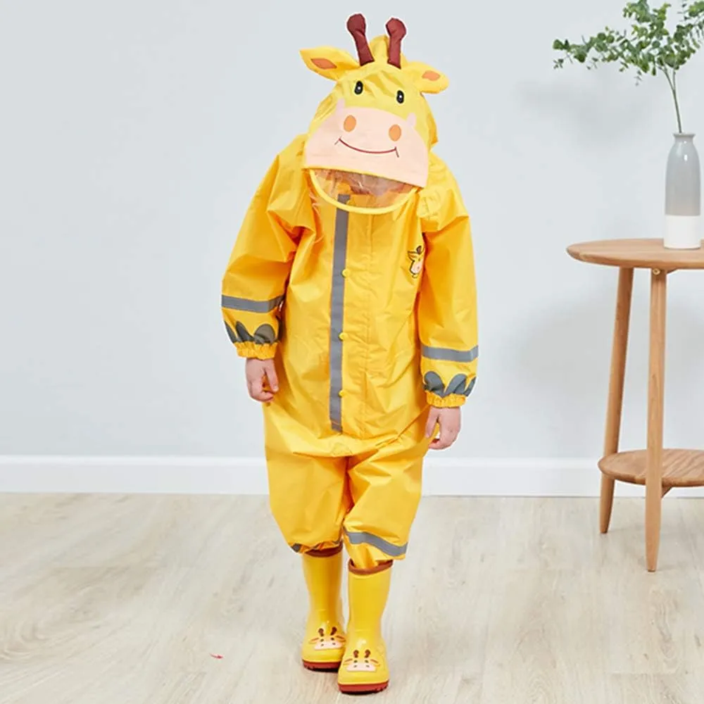 SSAWcasa Toddler Rain Suit, Kids Muddy Play Buddies One Piece Hoodie Rain Jacket Coat Poncho Gear Coverall Baby Girl Boy