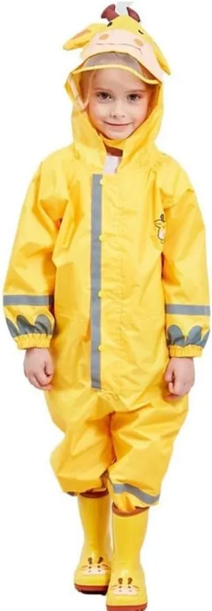 SSAWcasa Toddler Rain Suit, Kids Muddy Play Buddies One Piece Hoodie Rain Jacket Coat Poncho Gear Coverall Baby Girl Boy