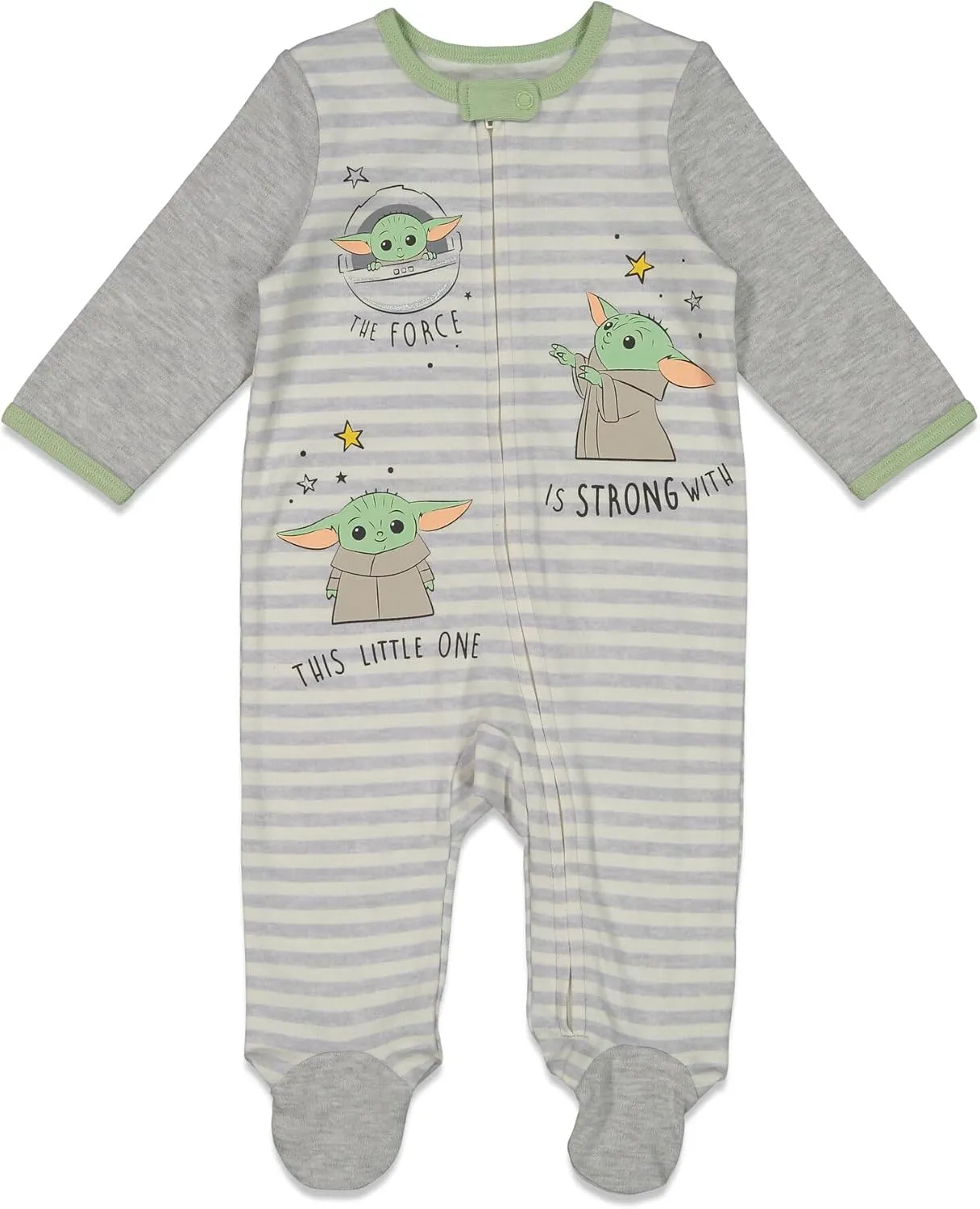 STAR WARS The Mandalorian The Child Zip Up Sleep N' Play Coverall Bib Blanket and Hat 4 Piece Outfit Set Newborn