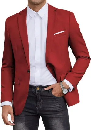 SUZHIMO Mens Casual Blazer Sport Coats One Button Lightweight Knit Textured Suit Jackets for Men