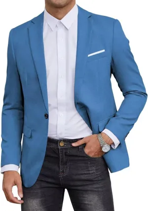 SUZHIMO Mens Casual Blazer Sport Coats One Button Lightweight Knit Textured Suit Jackets for Men