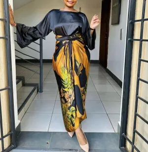 T-shirt Lace-up Print Skirt Two Piece Set Women