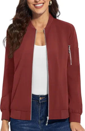 TACVASEN Women's Bomber Jackets Lightweight Casual Jacket Full Zip Windbreaker Fall Jacket