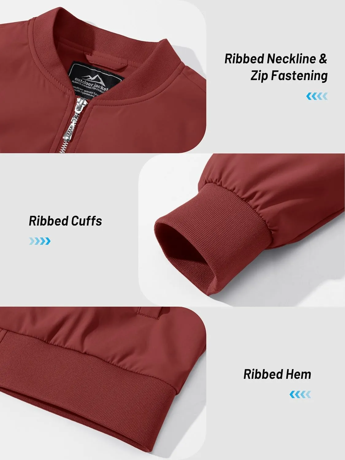 TACVASEN Women's Bomber Jackets Lightweight Casual Jacket Full Zip Windbreaker Fall Jacket
