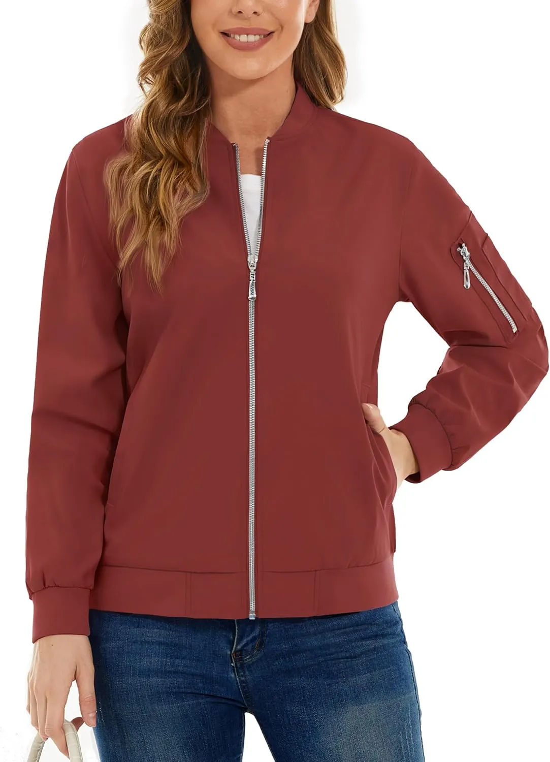 TACVASEN Women's Bomber Jackets Lightweight Casual Jacket Full Zip Windbreaker Fall Jacket