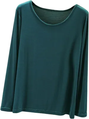 TANGNADE Women's Long Sleeve Sleep T-Shirt Crew Neck Pajama Tops Nightwear Comfy Shirts Trendy Fashion Lounge Clothes