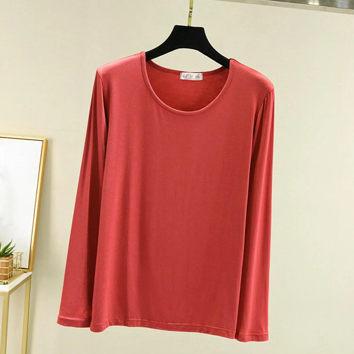 TANGNADE Women's Long Sleeve Sleep T-Shirt Crew Neck Pajama Tops Nightwear Comfy Shirts Trendy Fashion Lounge Clothes