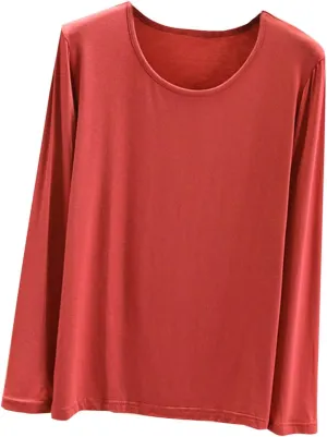 TANGNADE Women's Long Sleeve Sleep T-Shirt Crew Neck Pajama Tops Nightwear Comfy Shirts Trendy Fashion Lounge Clothes