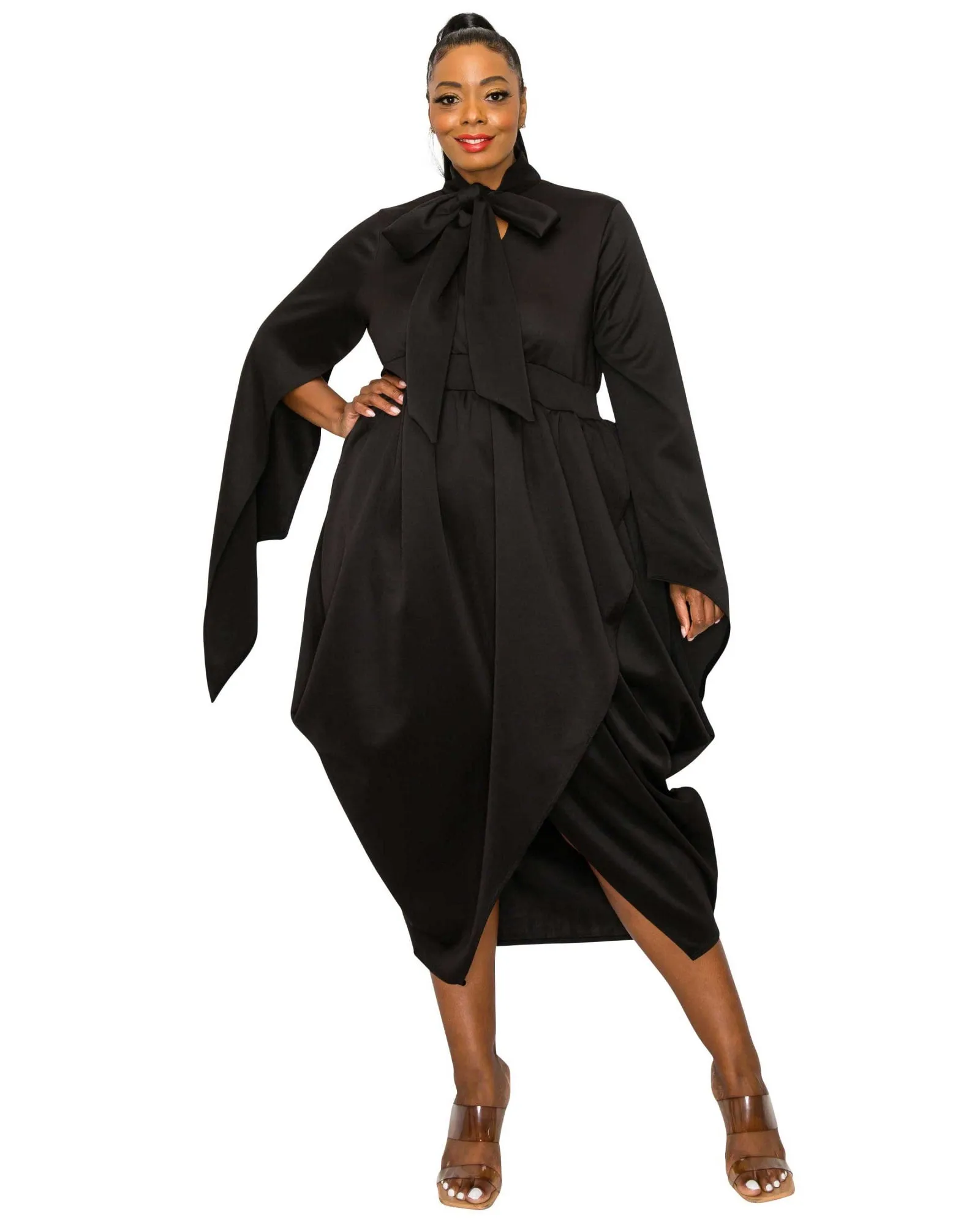 Tina Tulip Hem Pocket Dress | Black