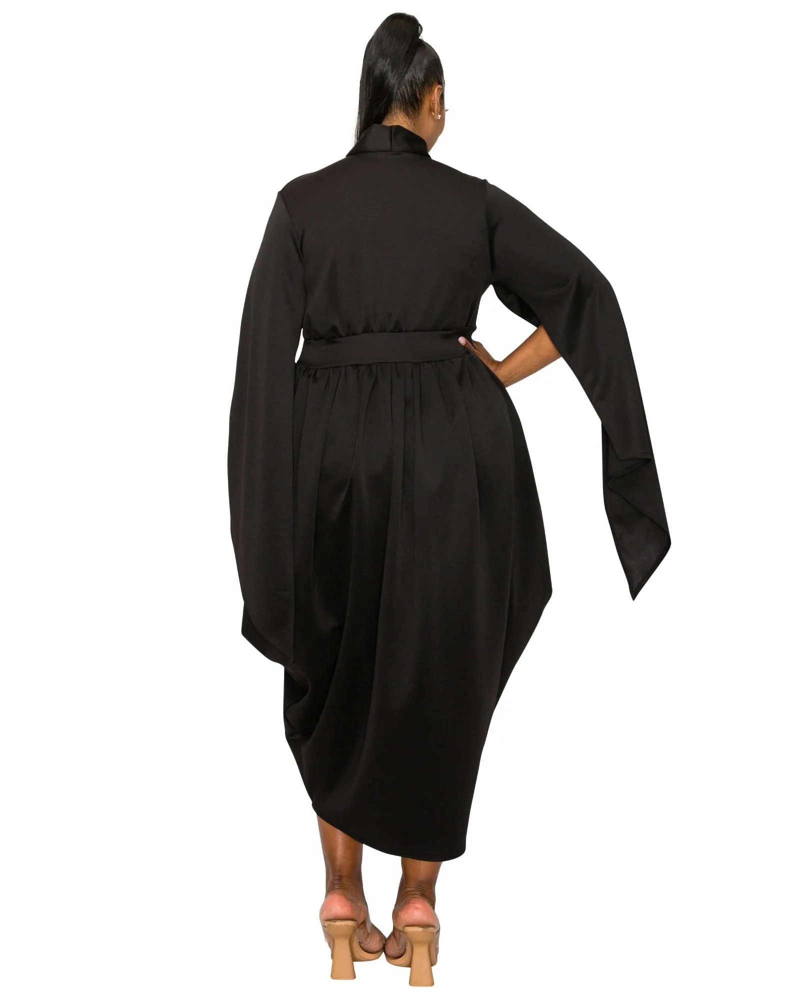 Tina Tulip Hem Pocket Dress | Black