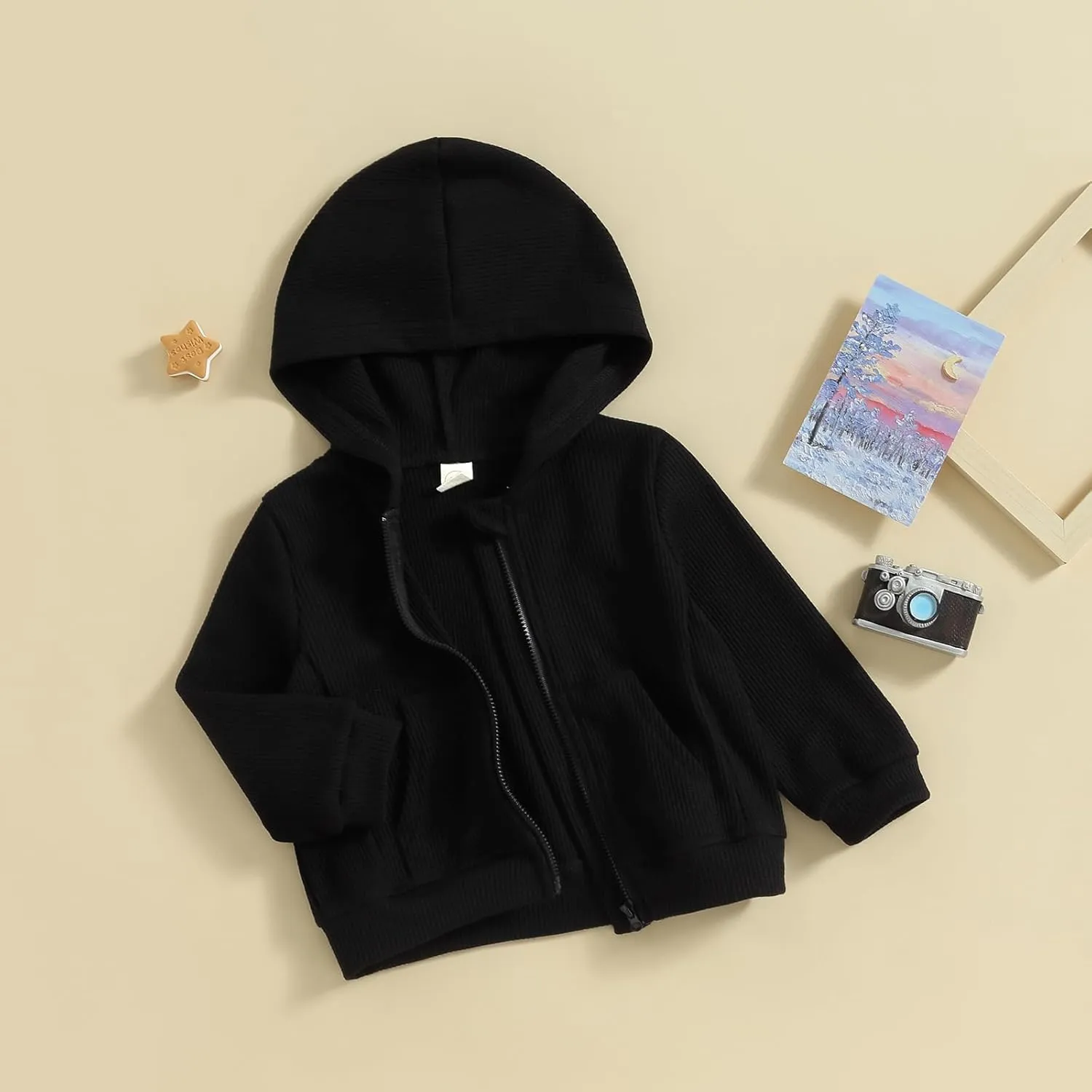 Toddler Baby Boy Girl Fall Clothes Outwear Zipper Hooded Sweatshirt Jacket Lightweight Windbreaker Jackets