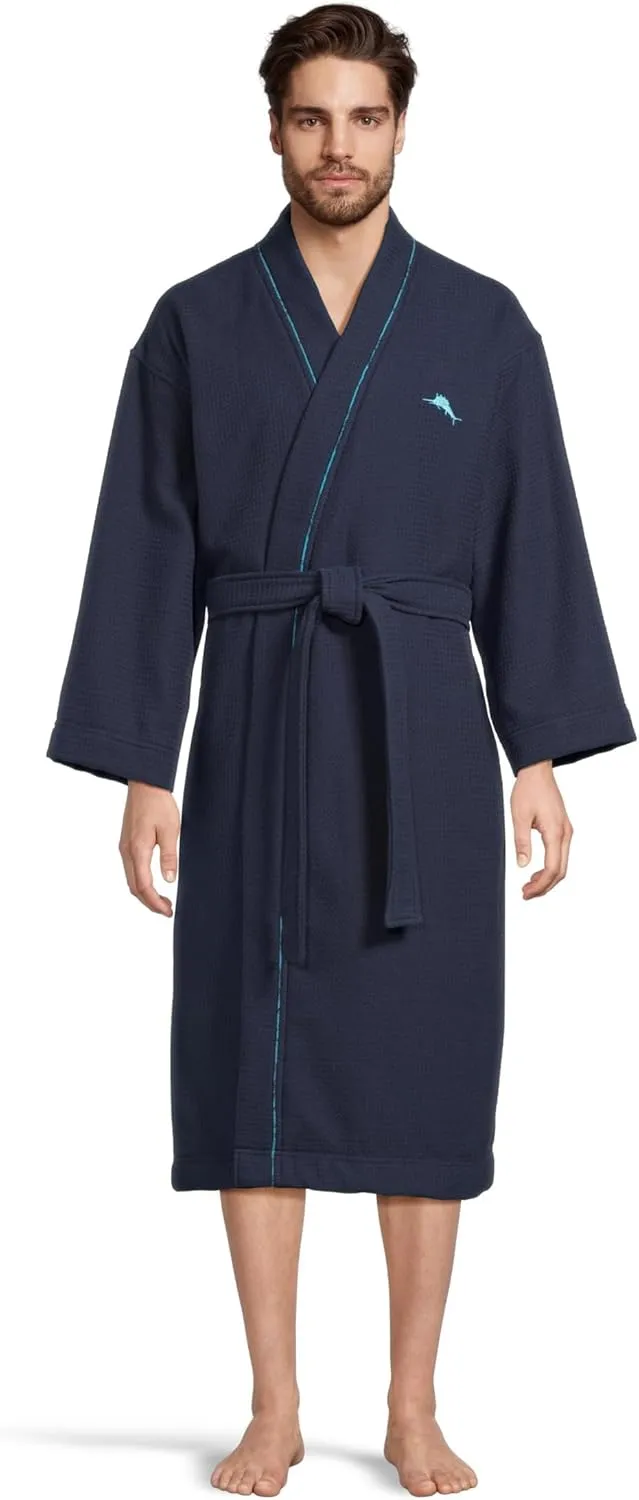 Tommy Bahama mens 48" Cotton Blend Waffle Kimono Robe