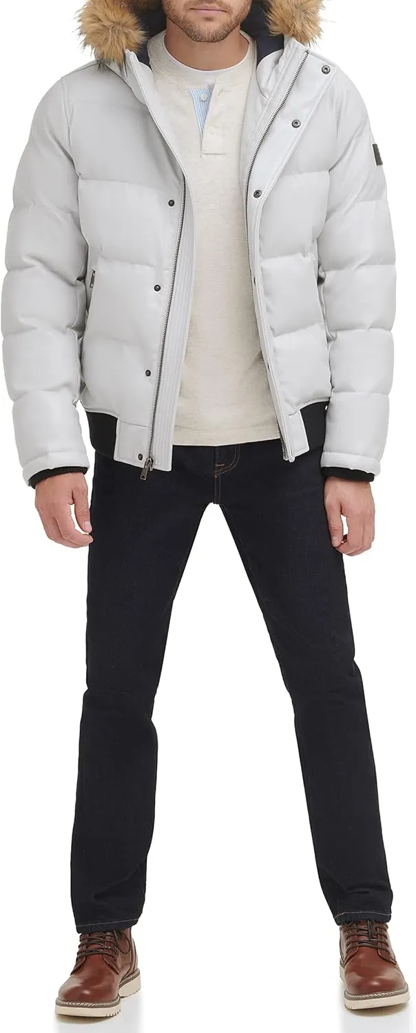 Tommy Hilfiger Men's Lightweight Quilted Faux Leather Puffer Jacket