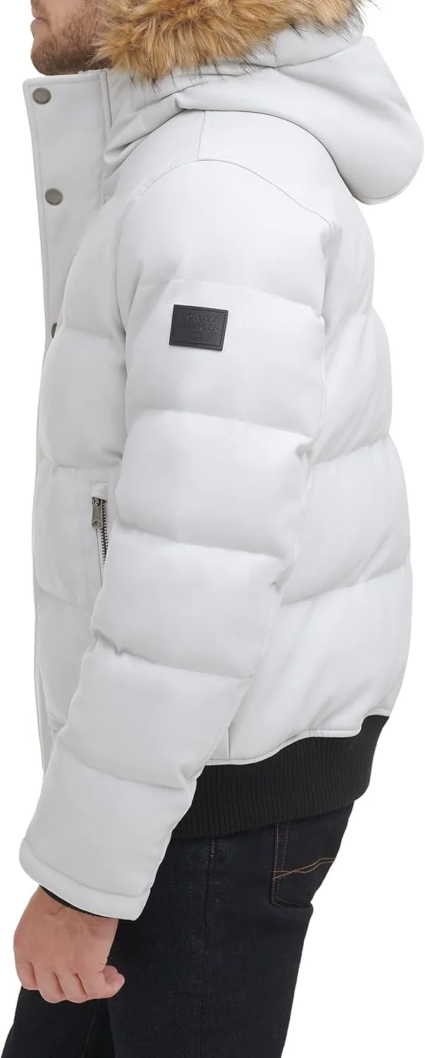 Tommy Hilfiger Men's Lightweight Quilted Faux Leather Puffer Jacket