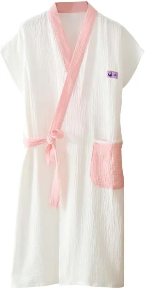 Towel Robe for Women Long, Soft Cotton Robe Women Terry Cloth Shower Spa Bathrobe Lightweight Robes with Pockets