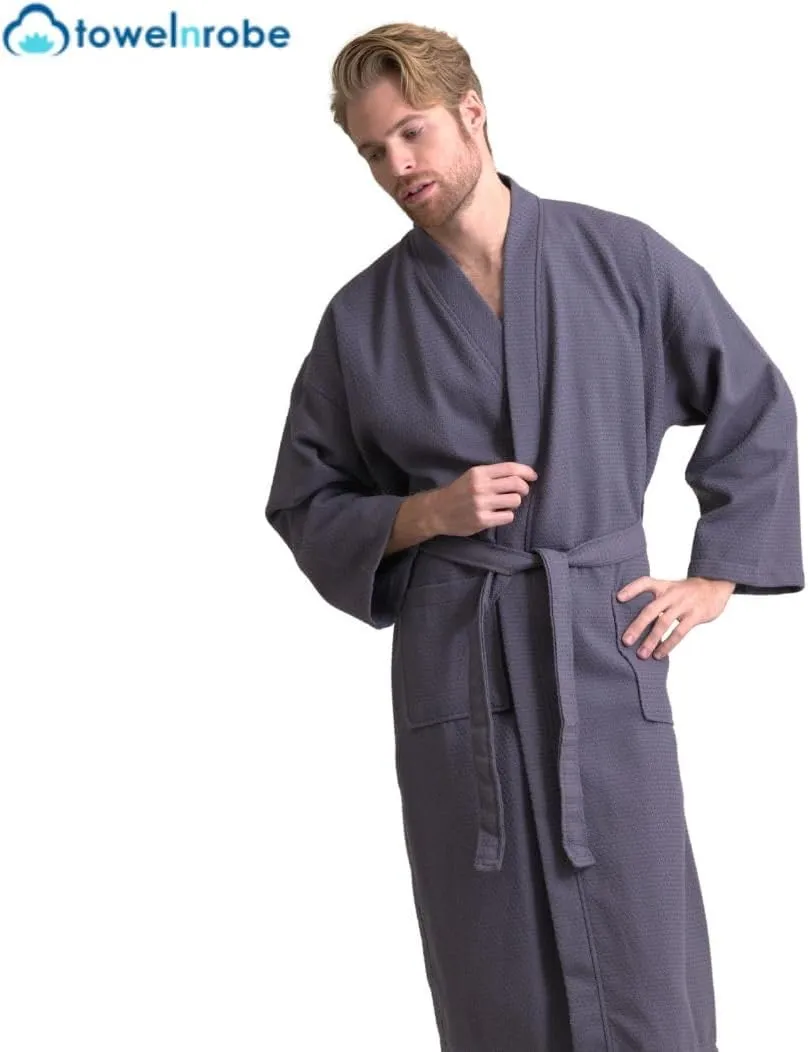 TOWELNROBE Luxurious Cotton,Long, Lightweight, Soft and Absorbent Bathrobes for Men
