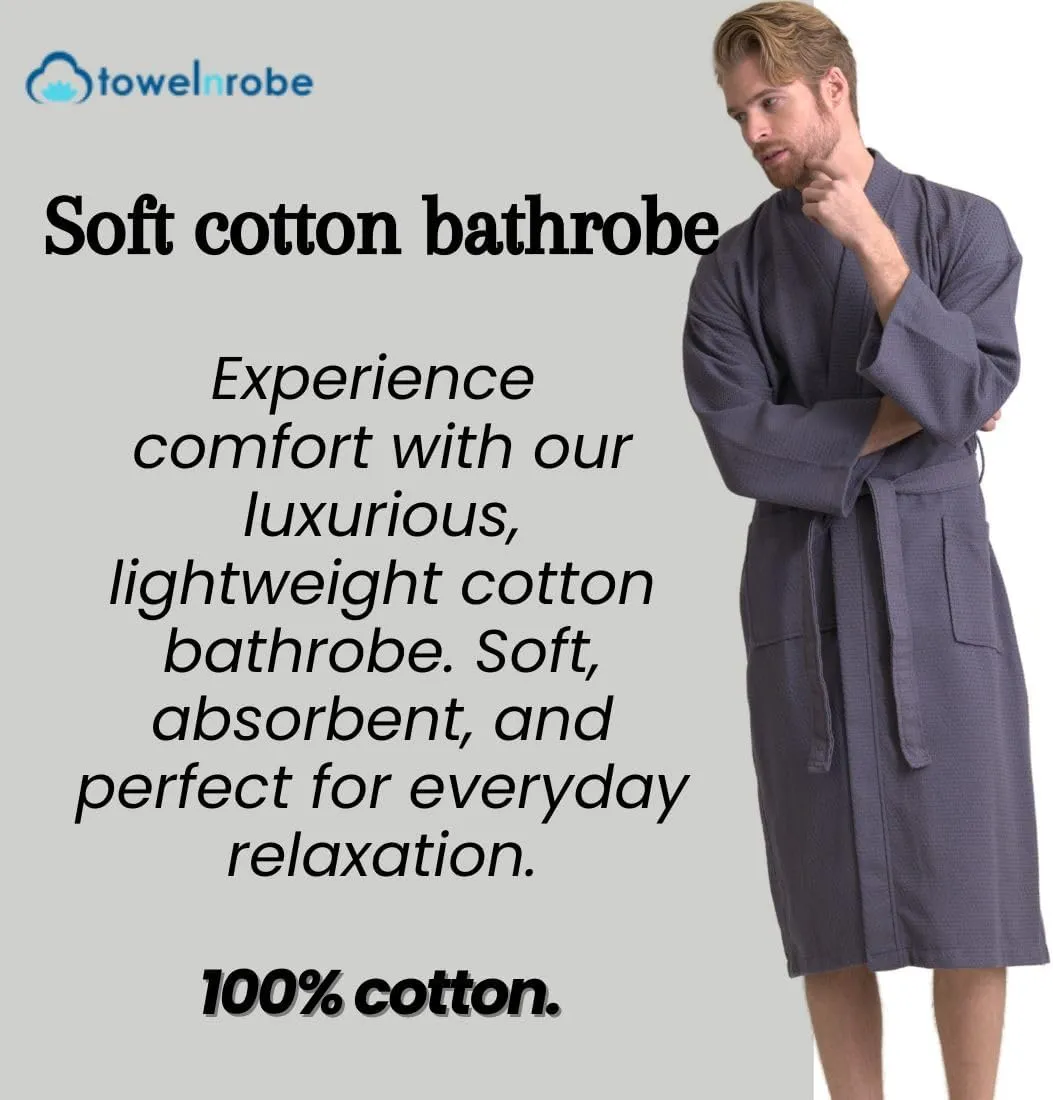 TOWELNROBE Luxurious Cotton,Long, Lightweight, Soft and Absorbent Bathrobes for Men