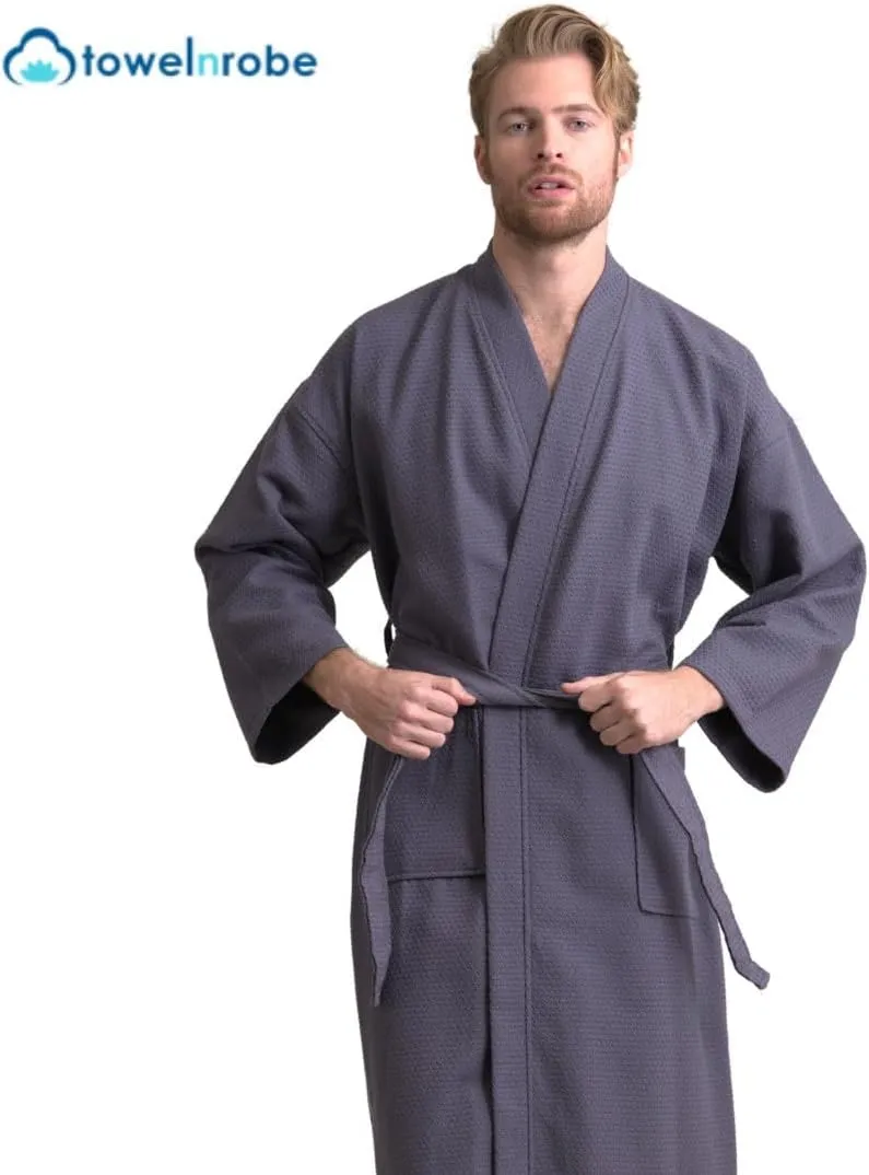 TOWELNROBE Luxurious Cotton,Long, Lightweight, Soft and Absorbent Bathrobes for Men