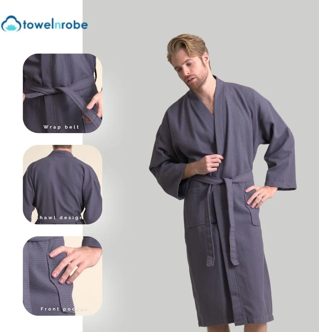TOWELNROBE Luxurious Cotton,Long, Lightweight, Soft and Absorbent Bathrobes for Men