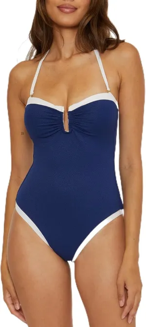 Trina Turk Women's Standard Courtside Bandeau One Piece Swimsuit, Keyhole, Cut Out, Bathing Suits