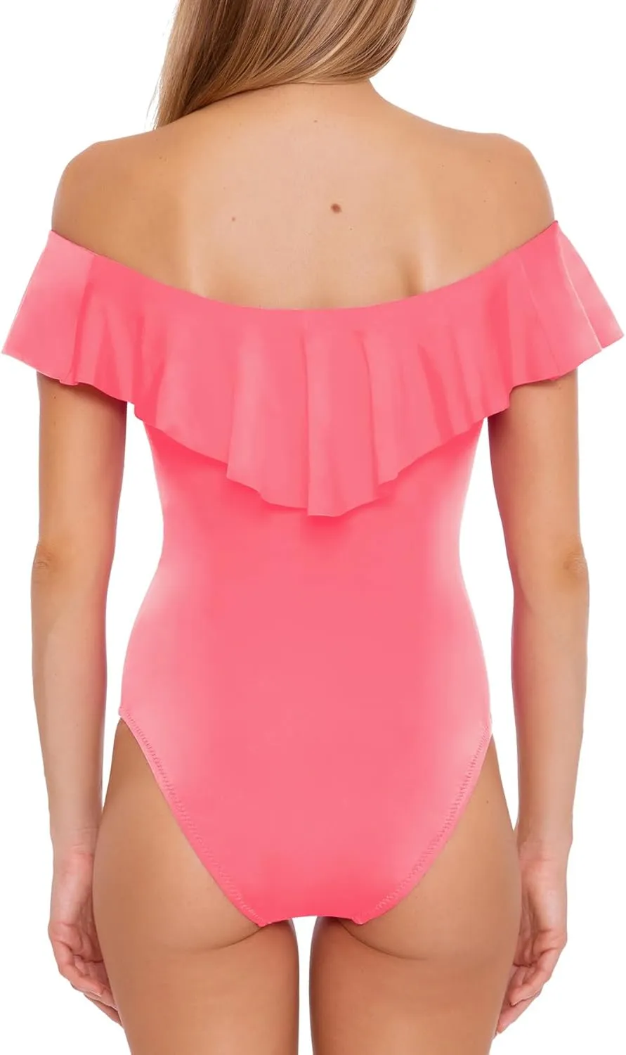Trina Turk Women's Standard Monaco Ruffle Bandeau One Piece Swimsuit, Off Shoulder, Bathing Suits